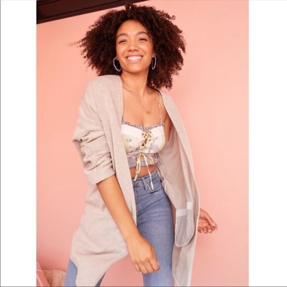 DONNI. 14 Slouchy Ribbed Cardigan Sweater Duster - Picture 6 of 16